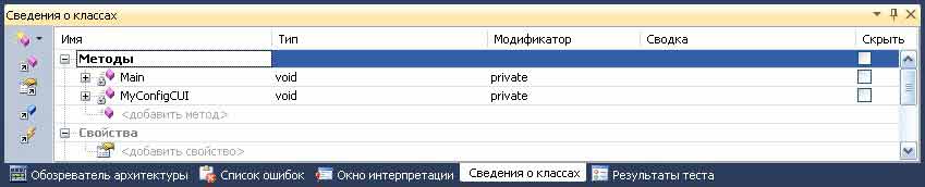 Окно Class Details