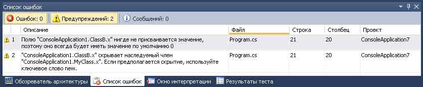 Предупреждения при неявном сокрытии имен