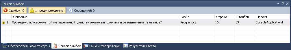 Предупреждающее сообщение в Visual Studio 2010